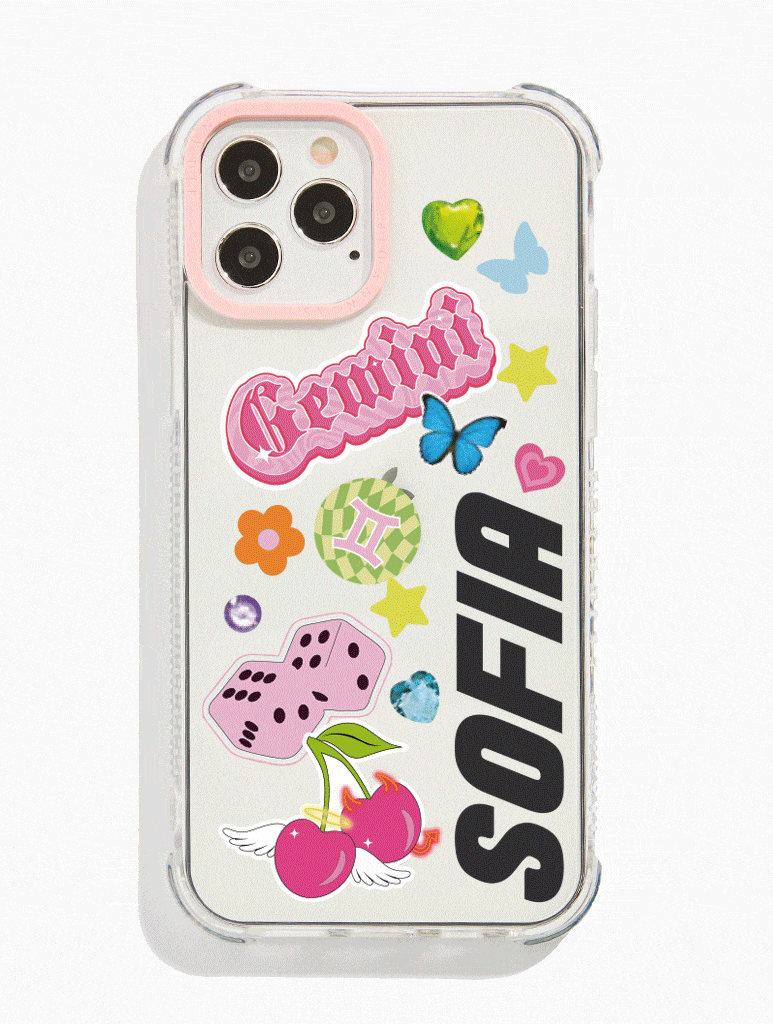 Personalised Clear Shock i Phone Case With Pink Camera Hole, i Phone 12 / 12 Pro Case