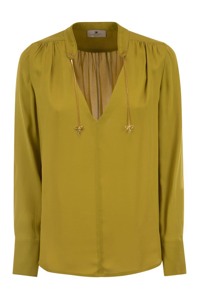 Elisabetta Franchi Georgette Shirt With Charms And Logo