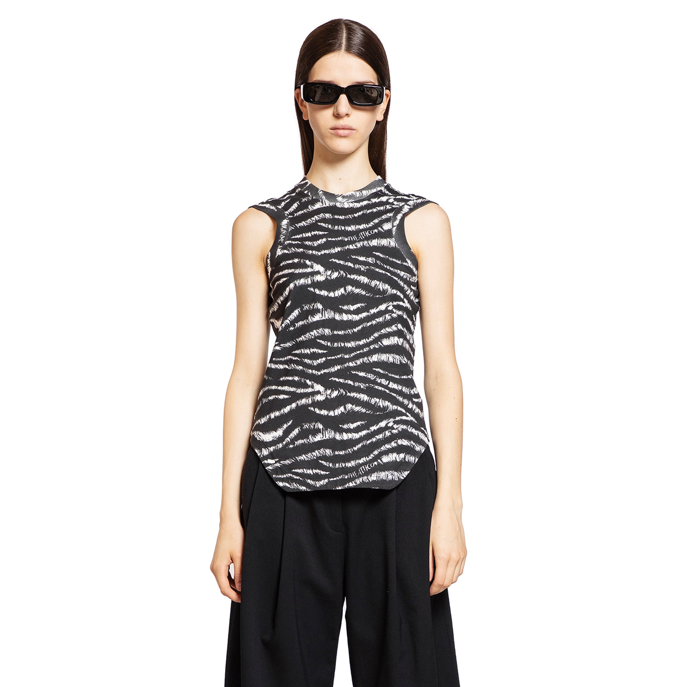 THE ATTICO WOMAN BLACK & WHITE T-SHIRTS & TANK TOPS