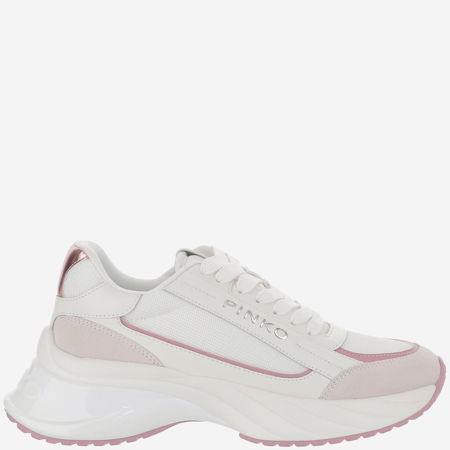 Pinko Mesh And Leather Sneakers With Logo