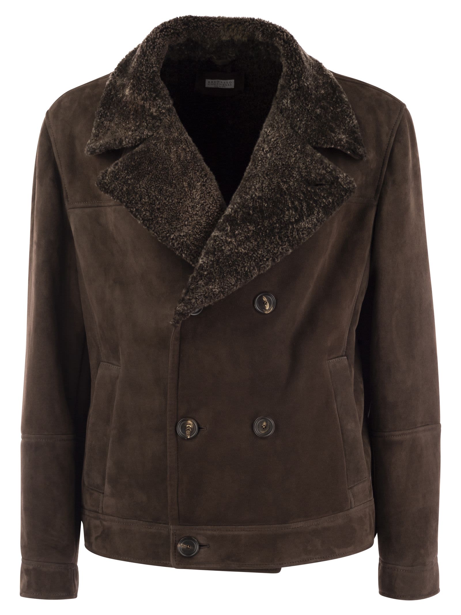 Brunello Cucinelli 双排扣羊毛羔外套
