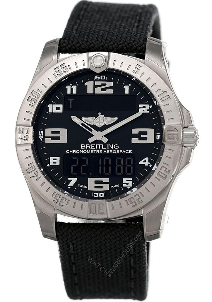 BREITLING Aerospace Evo Analog/Digital Anthracite Strap Men's Watch E79363101B1W1