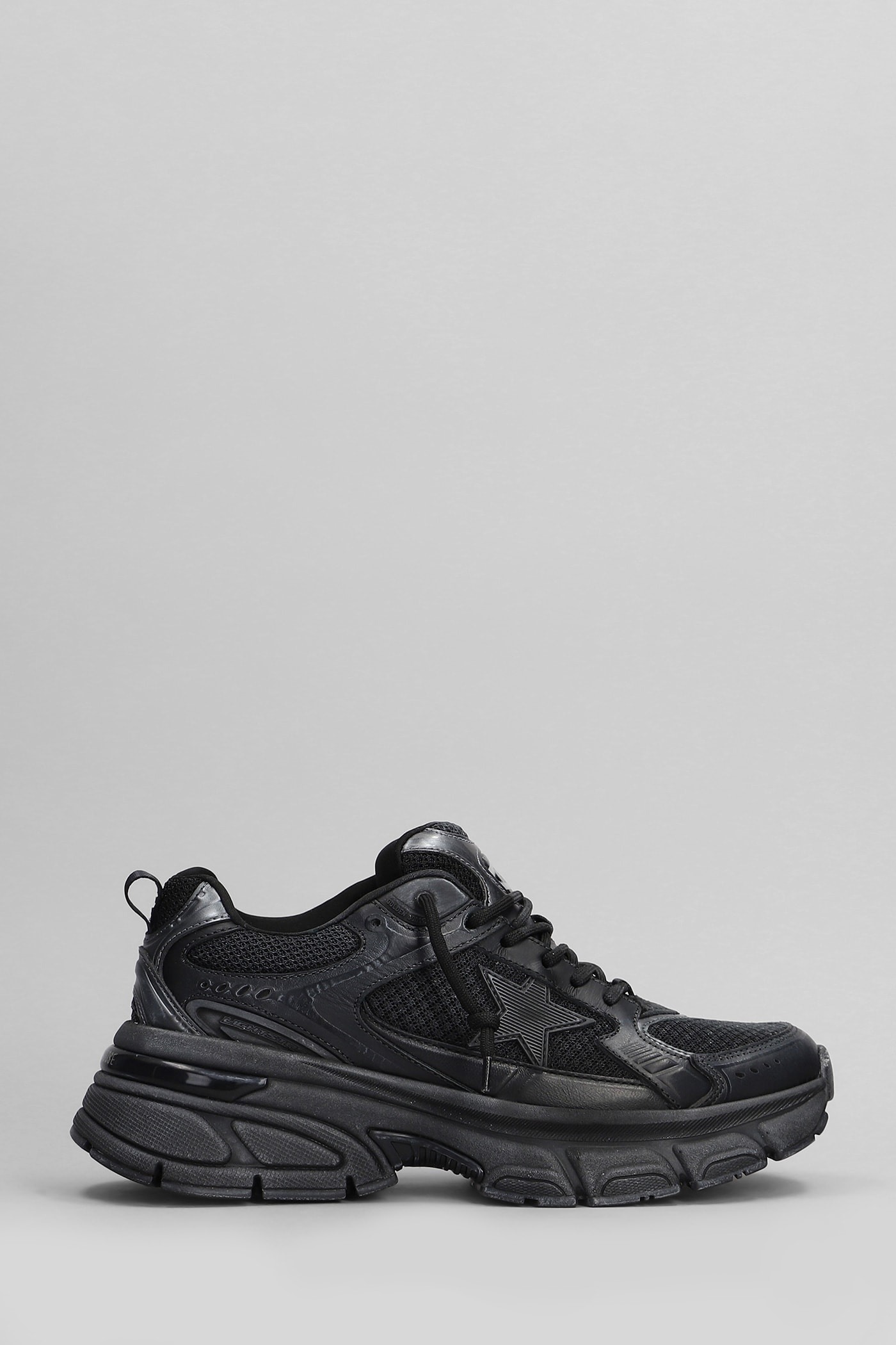 Golden Goose Lightstar Sneakers In Black Leather And Fabric