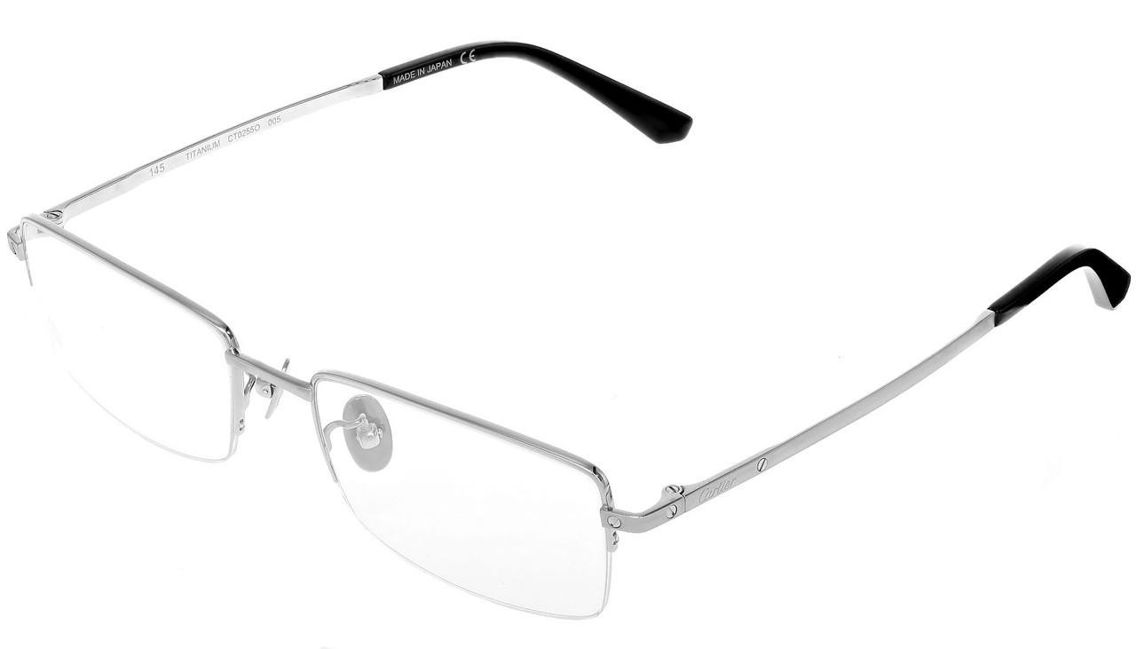CARTIER Santos De Cartier Silver Half-Rim Titanium Eyeglasses CT0255O 005