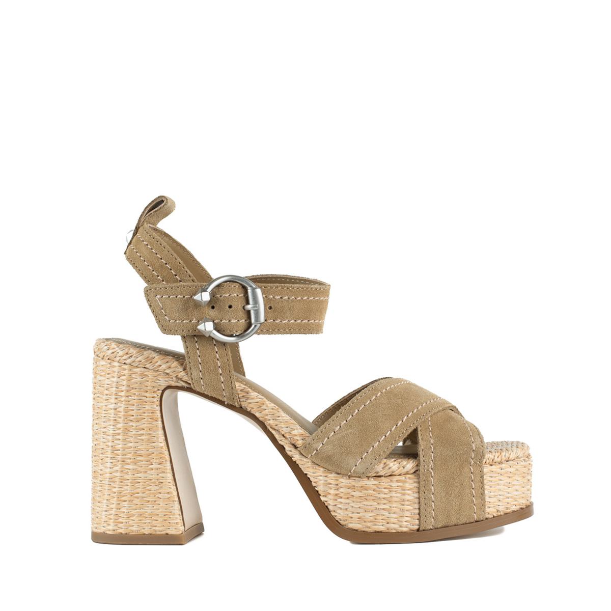 Ash Suede And Raffia Heeled Sandal