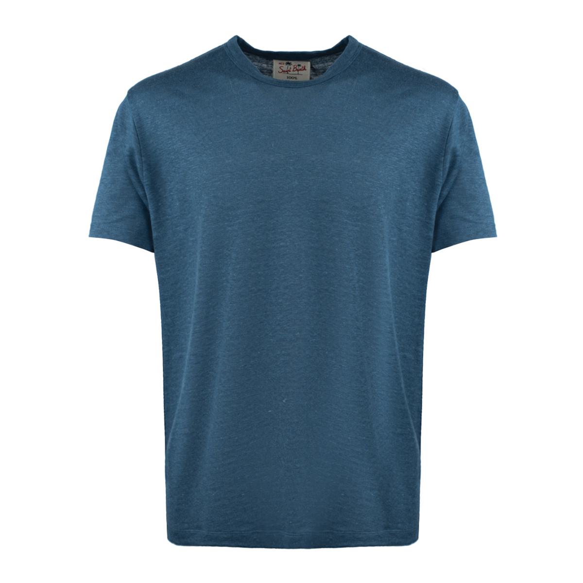 MC2 Saint Barth Blue Linen Jersey T-Shirt