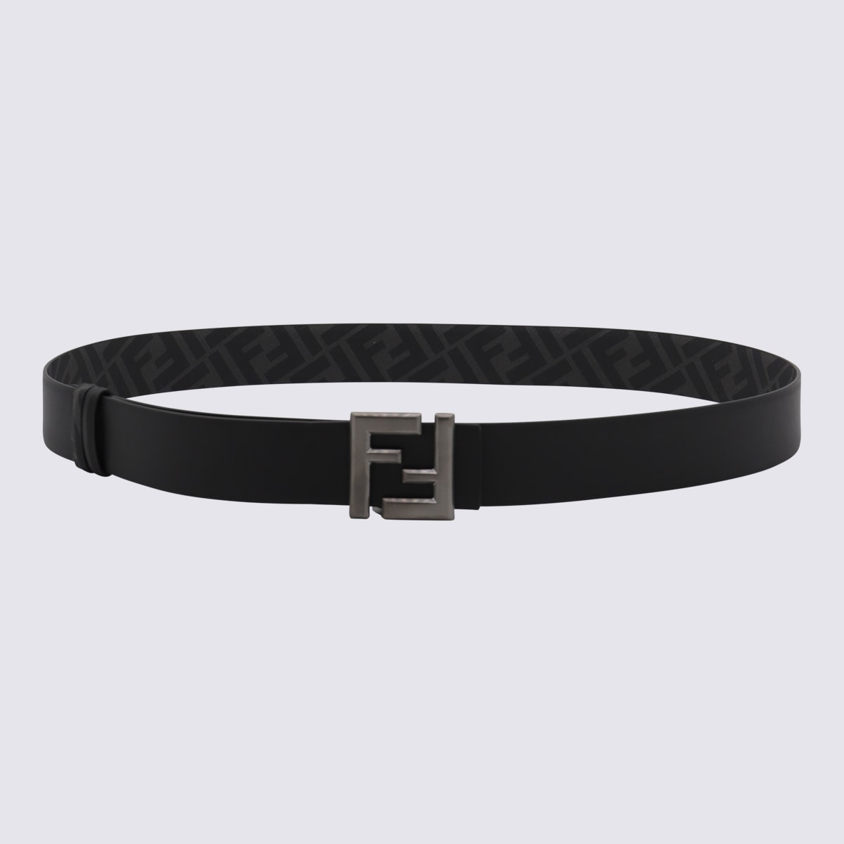 Fendi Black And Grey Leather Belt