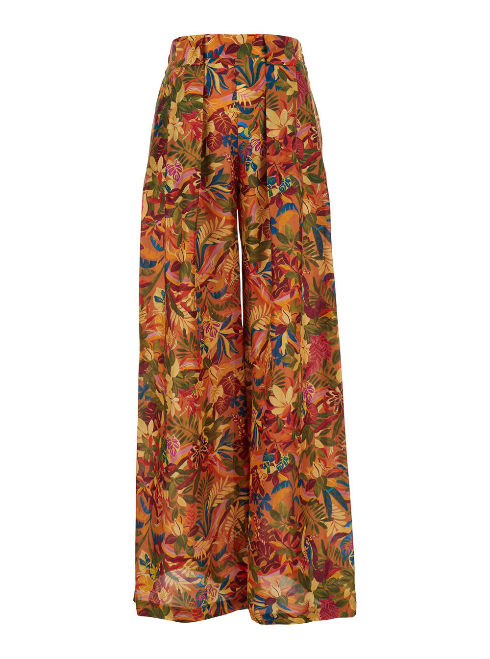 Momonì aspes Multicolor Palazzo Pants With All-over Floral Print In Silk Woman