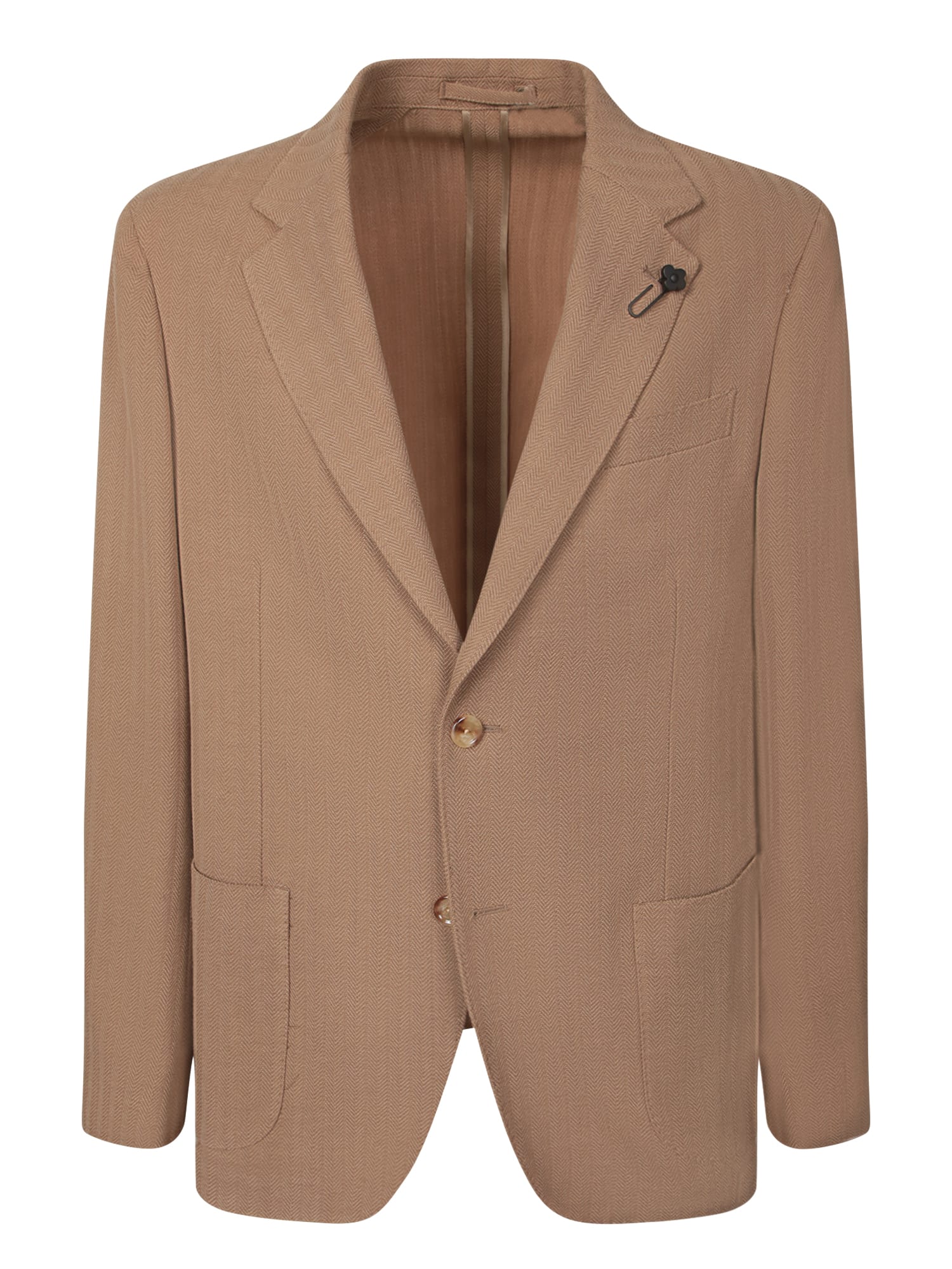 Lardini Chevron Wool Jacket In Beige