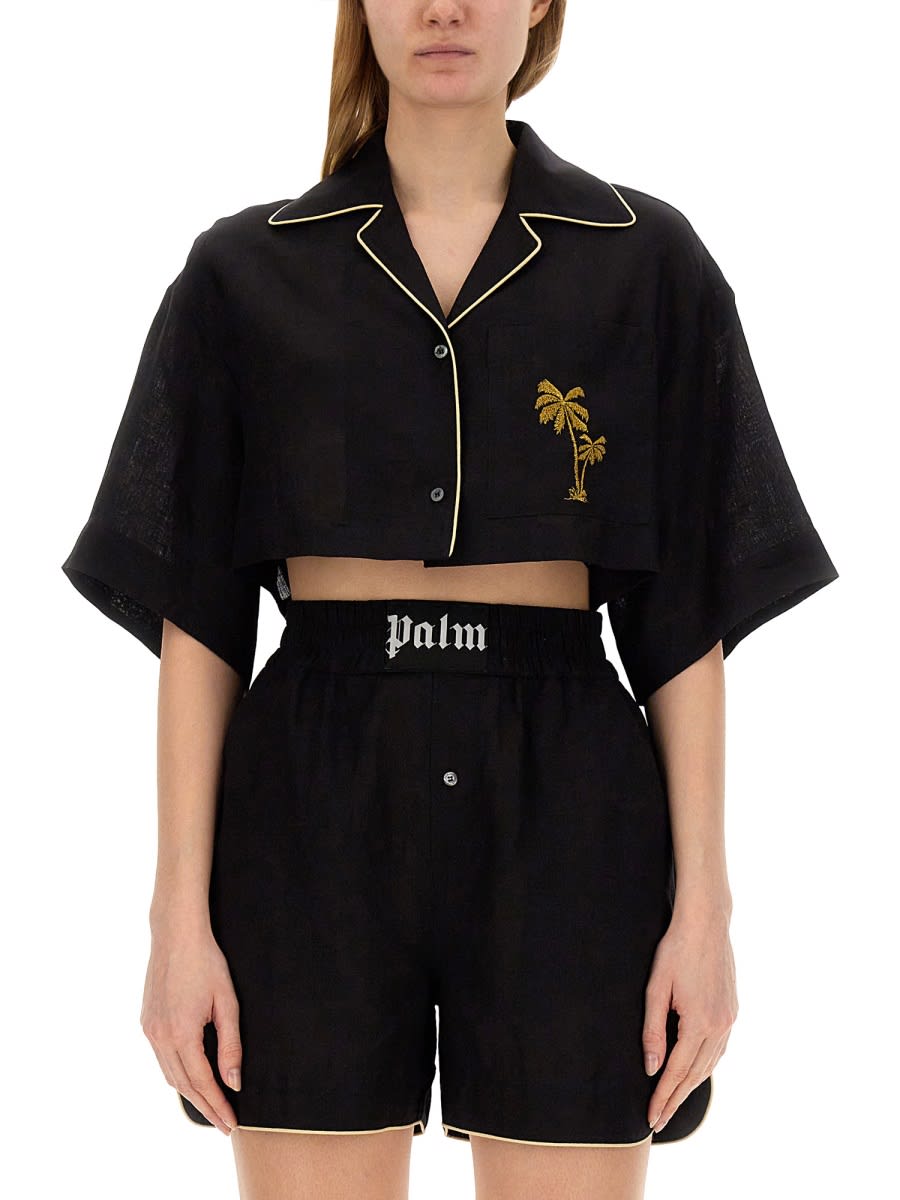 Palm Angels Cropped Bowling Shirt