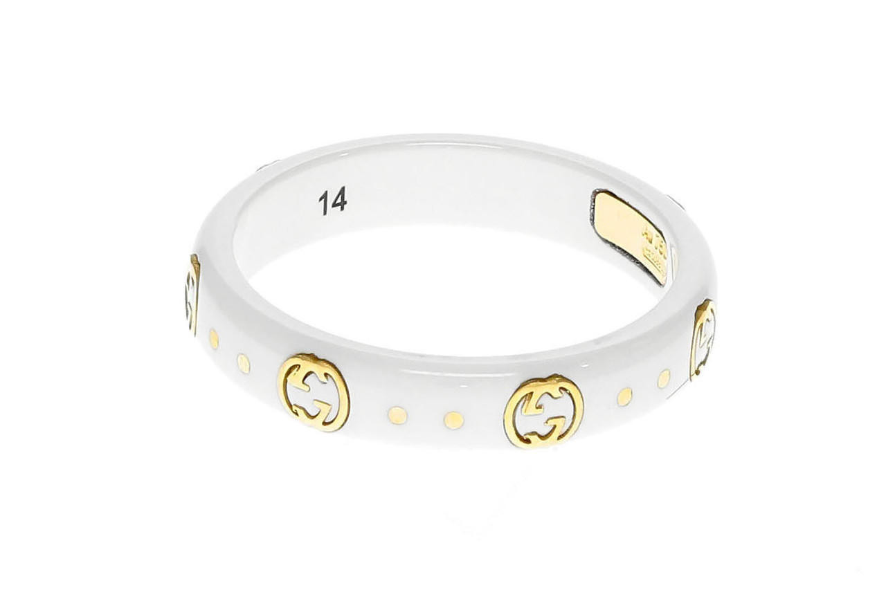 GUCCI 18K Yellow Gold & White Zirconia Icon Ring YBC6792620020