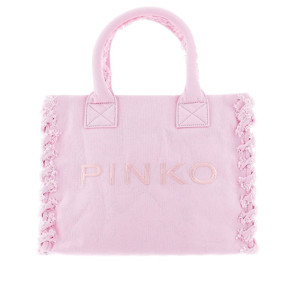 PINKO 再生帆布沙滩女士购物袋