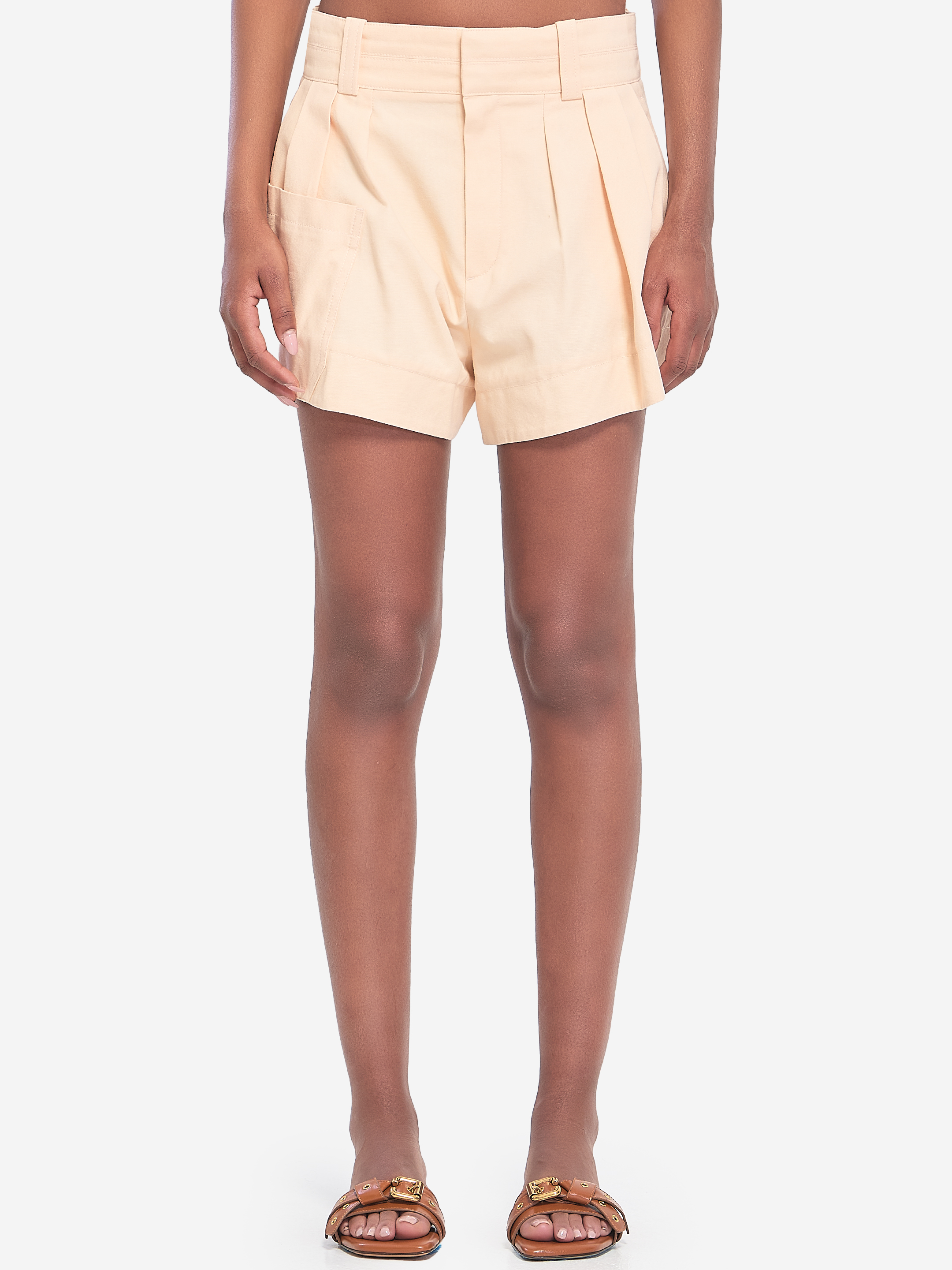 Cotton canvas mini shorts