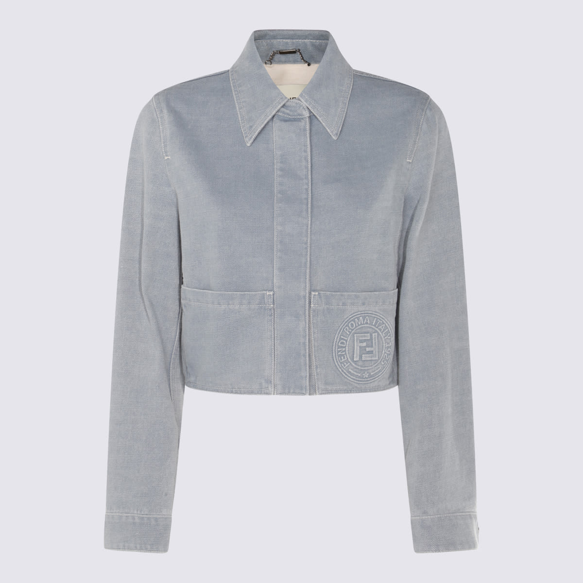 Fendi Light Blue Cotton Casual Jacket