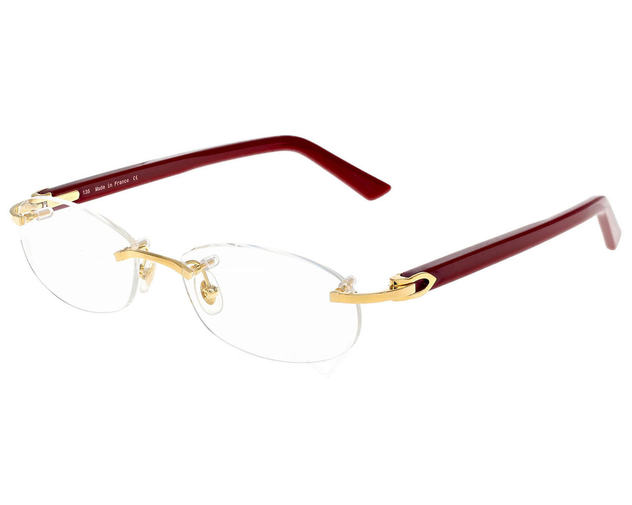CARTIER Burgundy-Gold 52MM-135MM Unisex Eyewear CT0056O 003