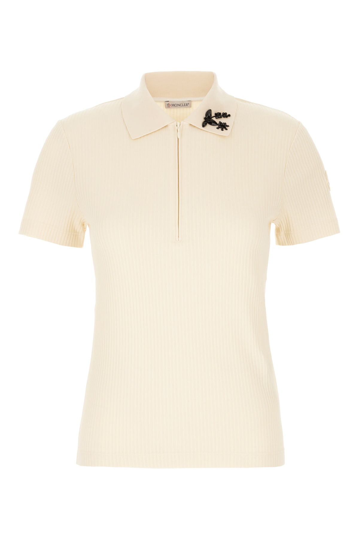Moncler 奶油色棉混纺Polo衫