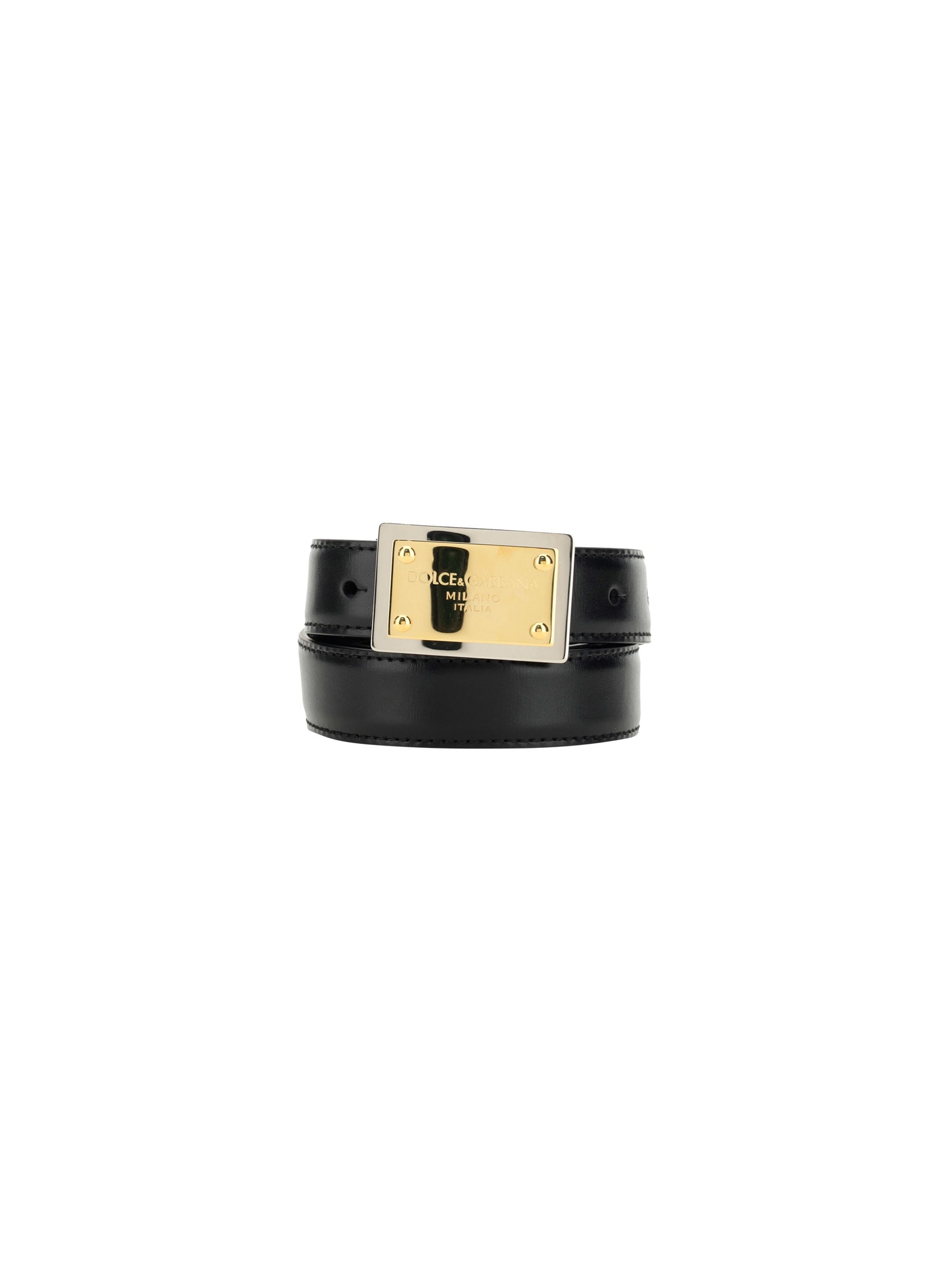 Dolce & Gabbana Leather Belt With Logo