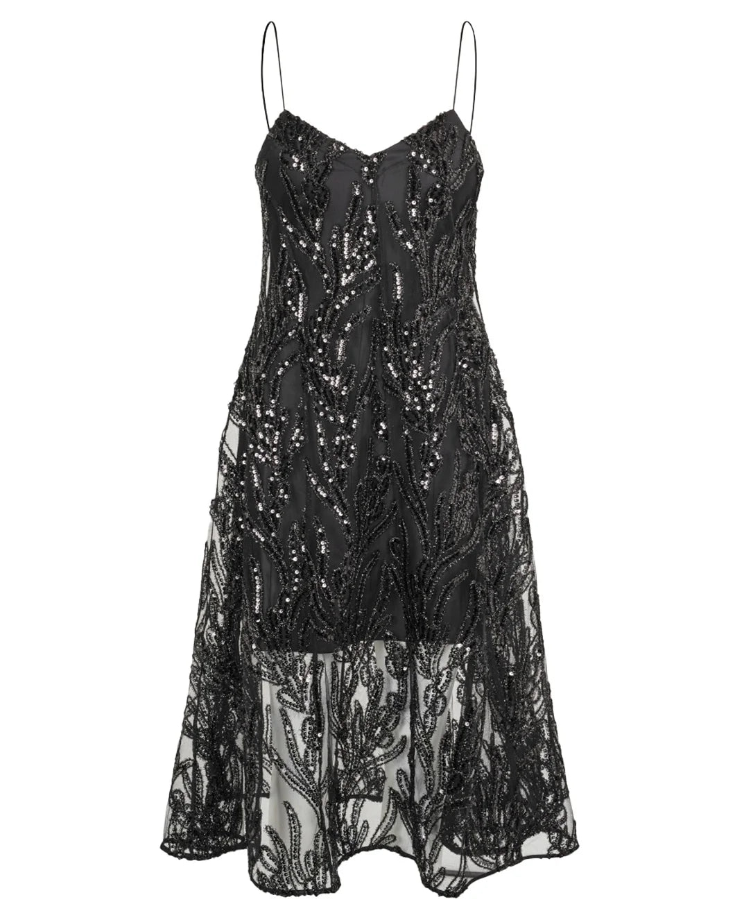 V-Neck Midi Dress Abstract Embellishment