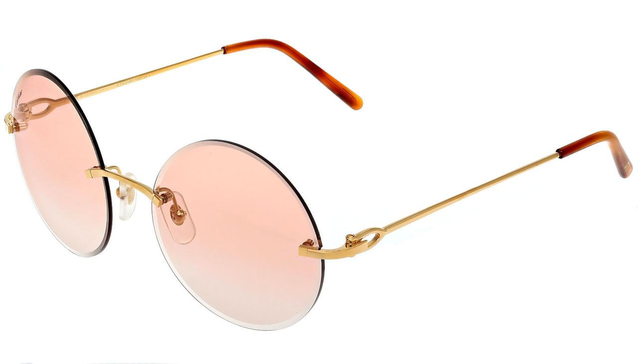 CARTIER C-Decor 56-18-140 MM Rimless Orange Lens Sunglasses CT0002RS 001