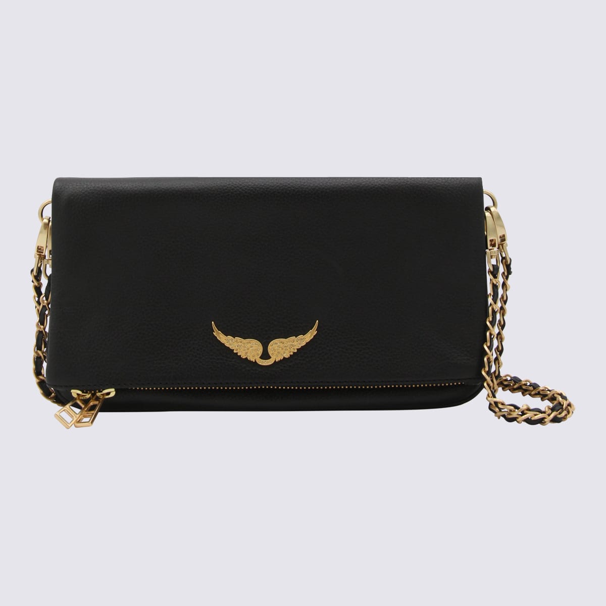 Zadig & Voltaire Black And Gold Leather Rock Shoulder Bag