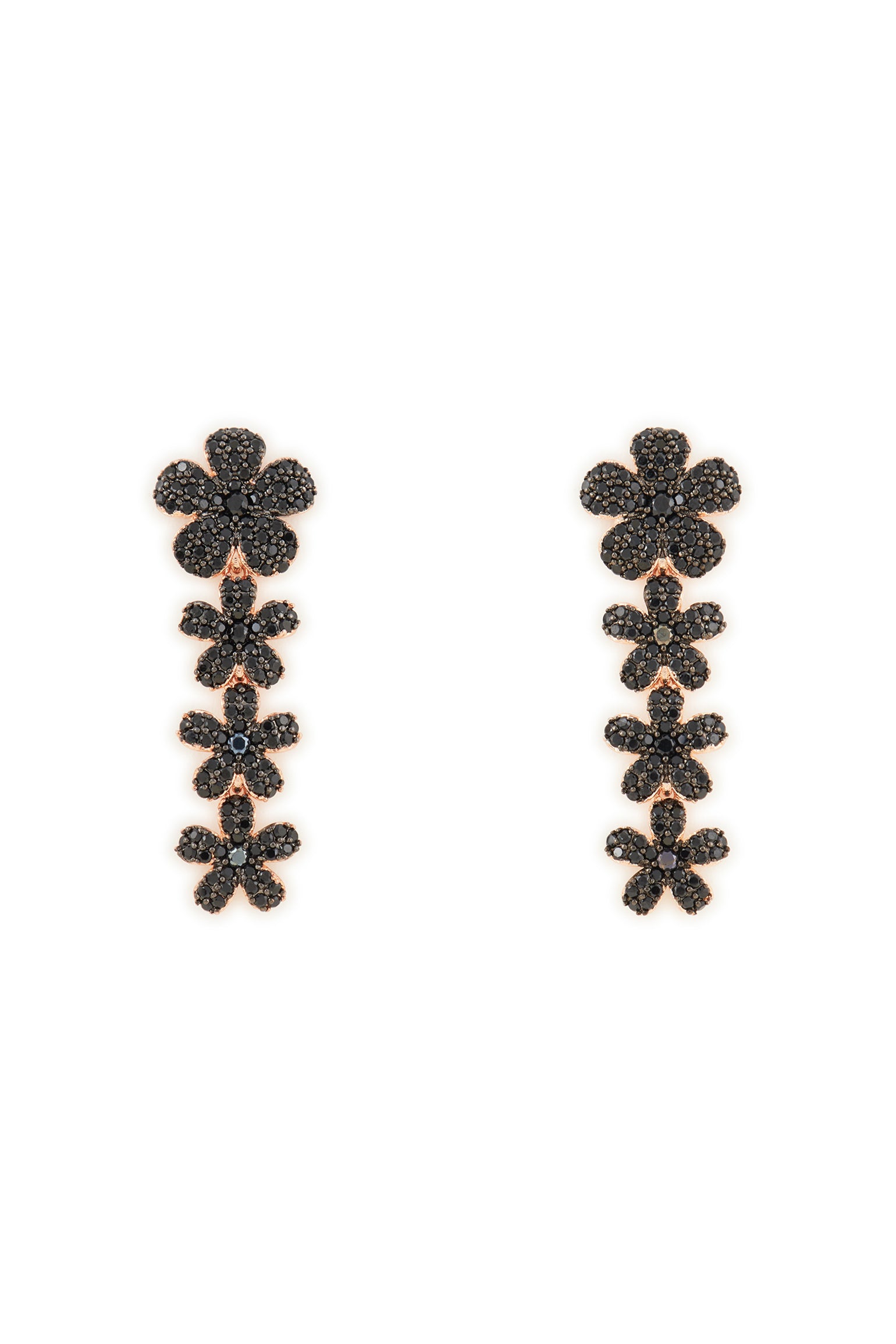 MELUSina BIJOUX Orecchini Pendenti con Fiori Neri