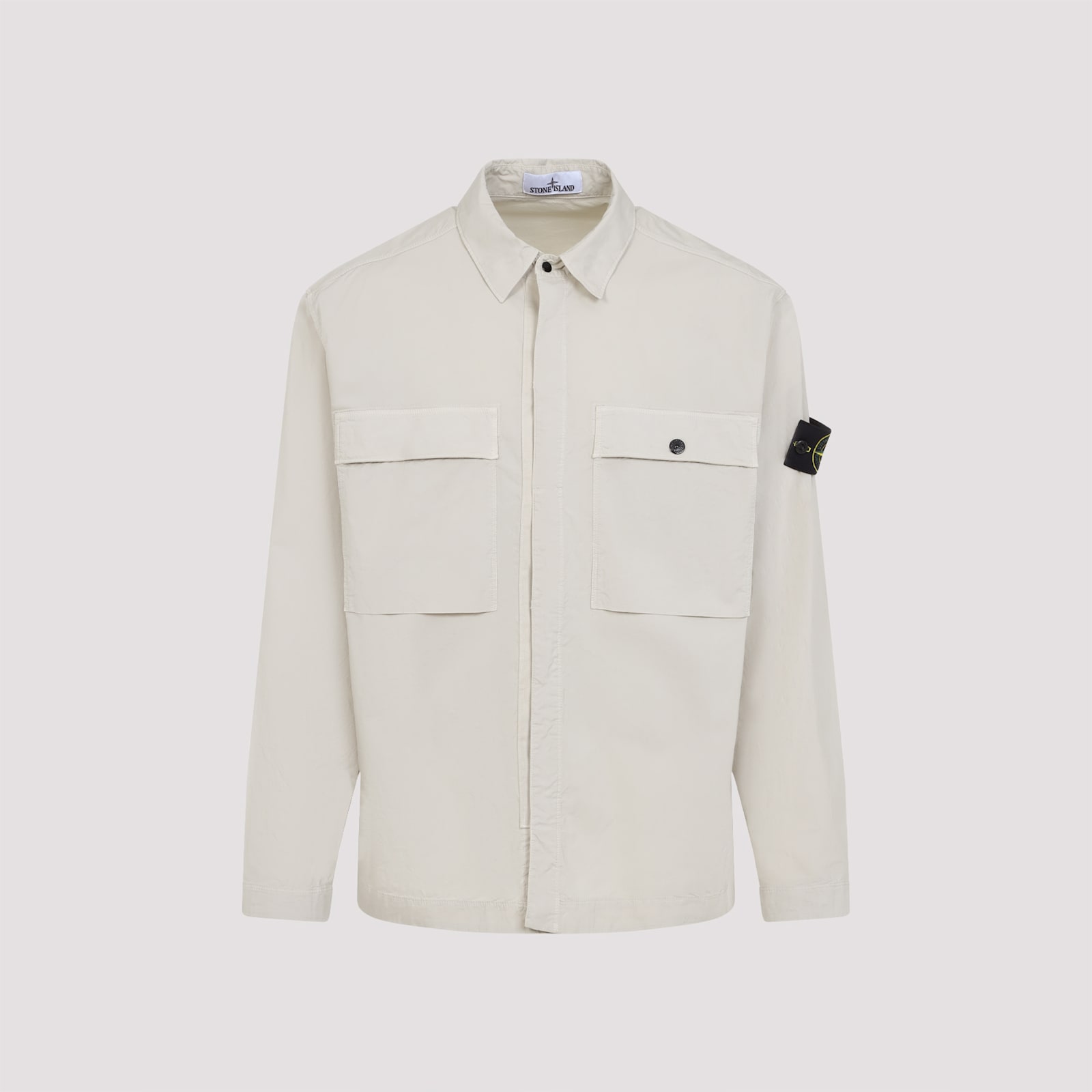 Stone Island Logo Patch Long Sleeved Overshirt
