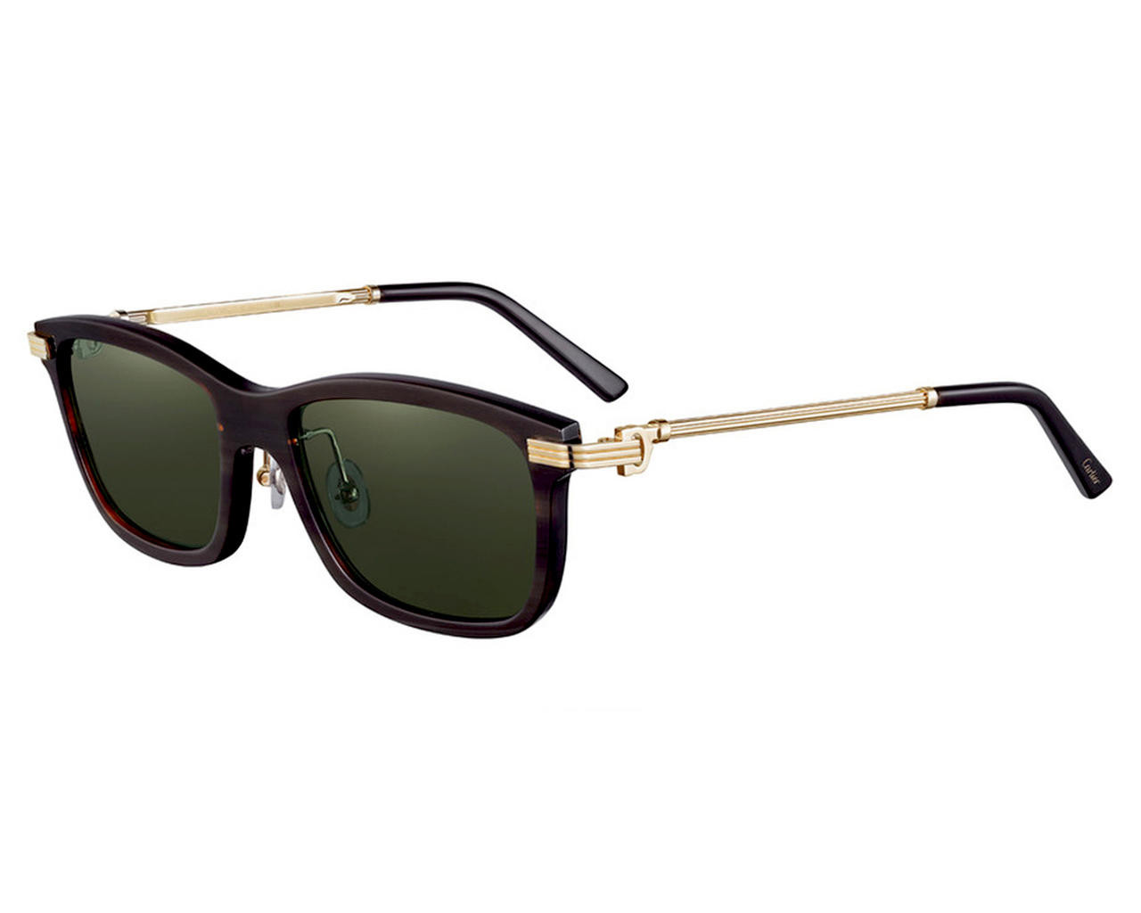 CARTIER Rectangular Buffalo Horn 54MM Gold Unisex Eyeglasses CT0051S 002