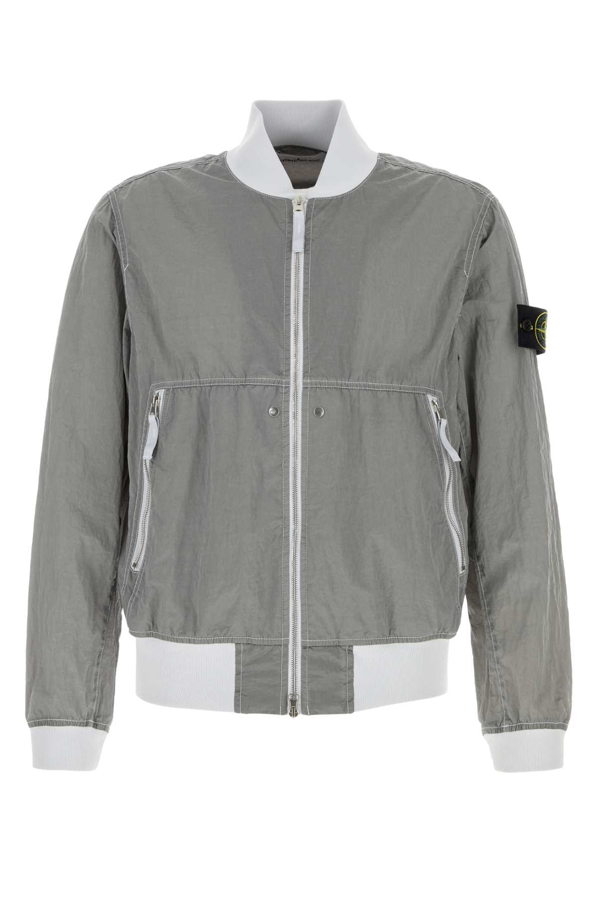 Stone Island 灰色尼龙飞行夹克