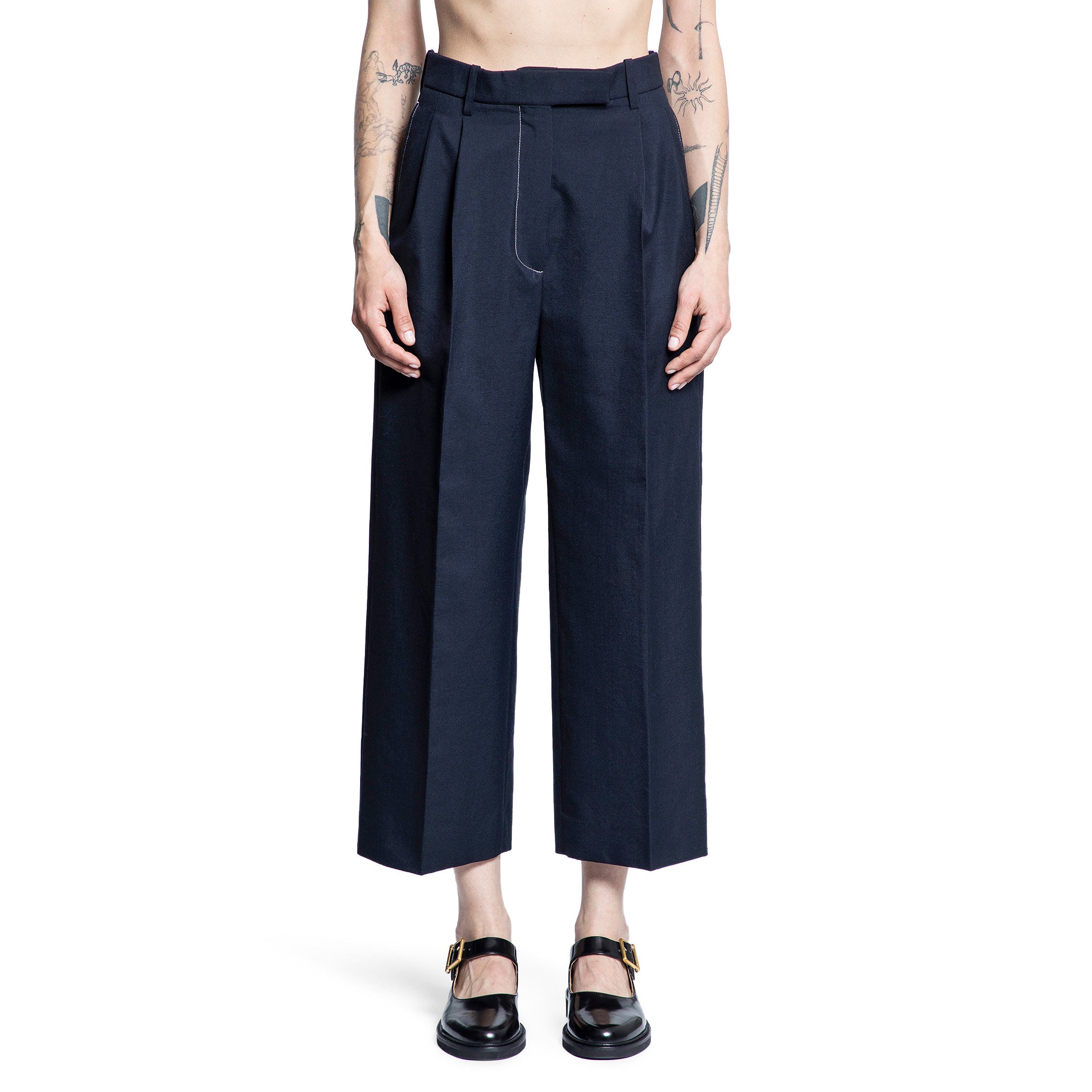 THOM BROWNE WOMAN BLUE TROUSERS
