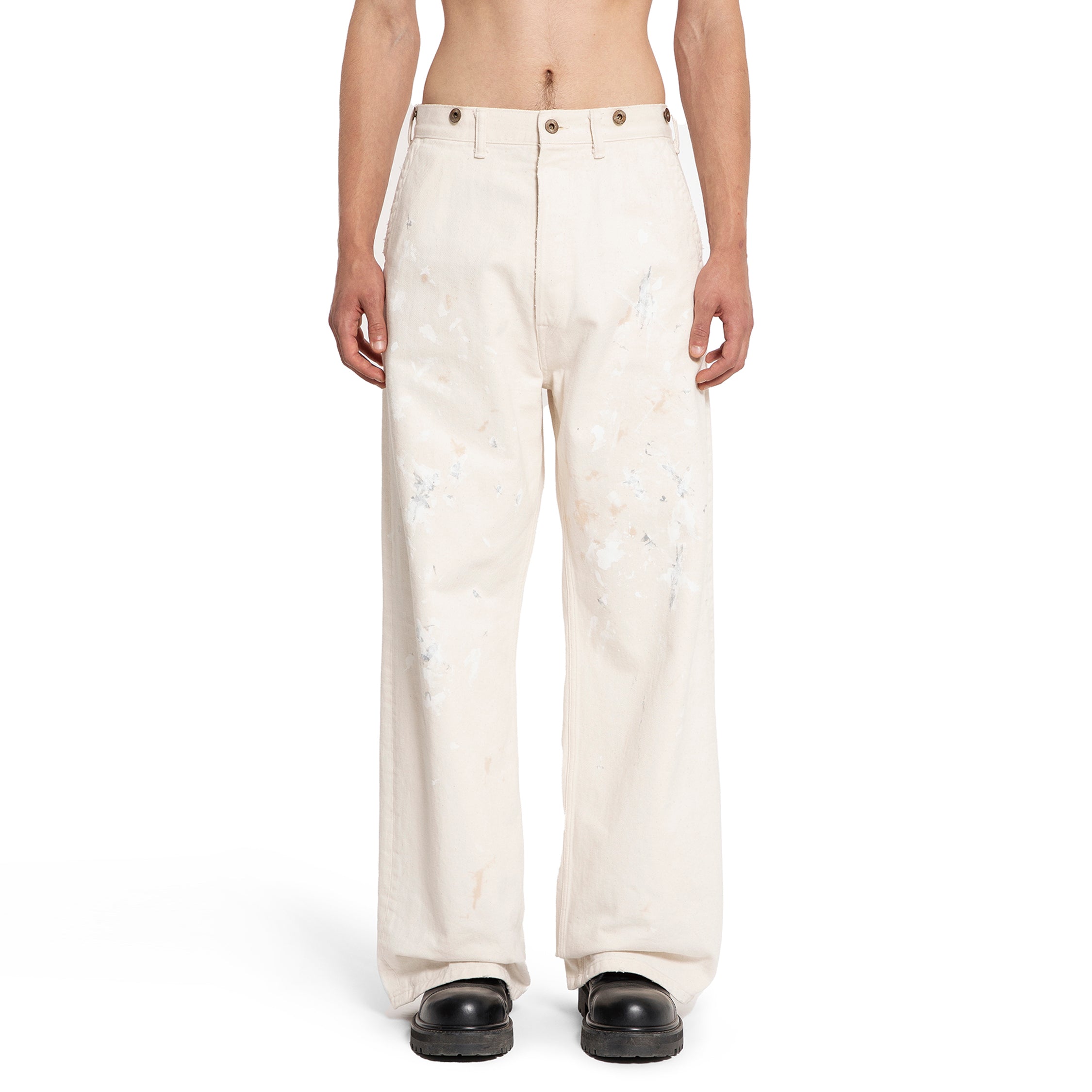 TAIGA TAKAHASHI MAN OFF-WHITE TROUSERS