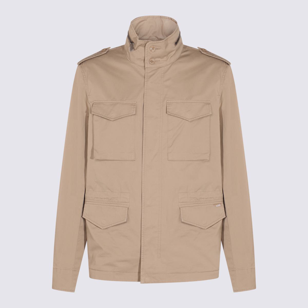 Add Beige Cotton Casual Jacket