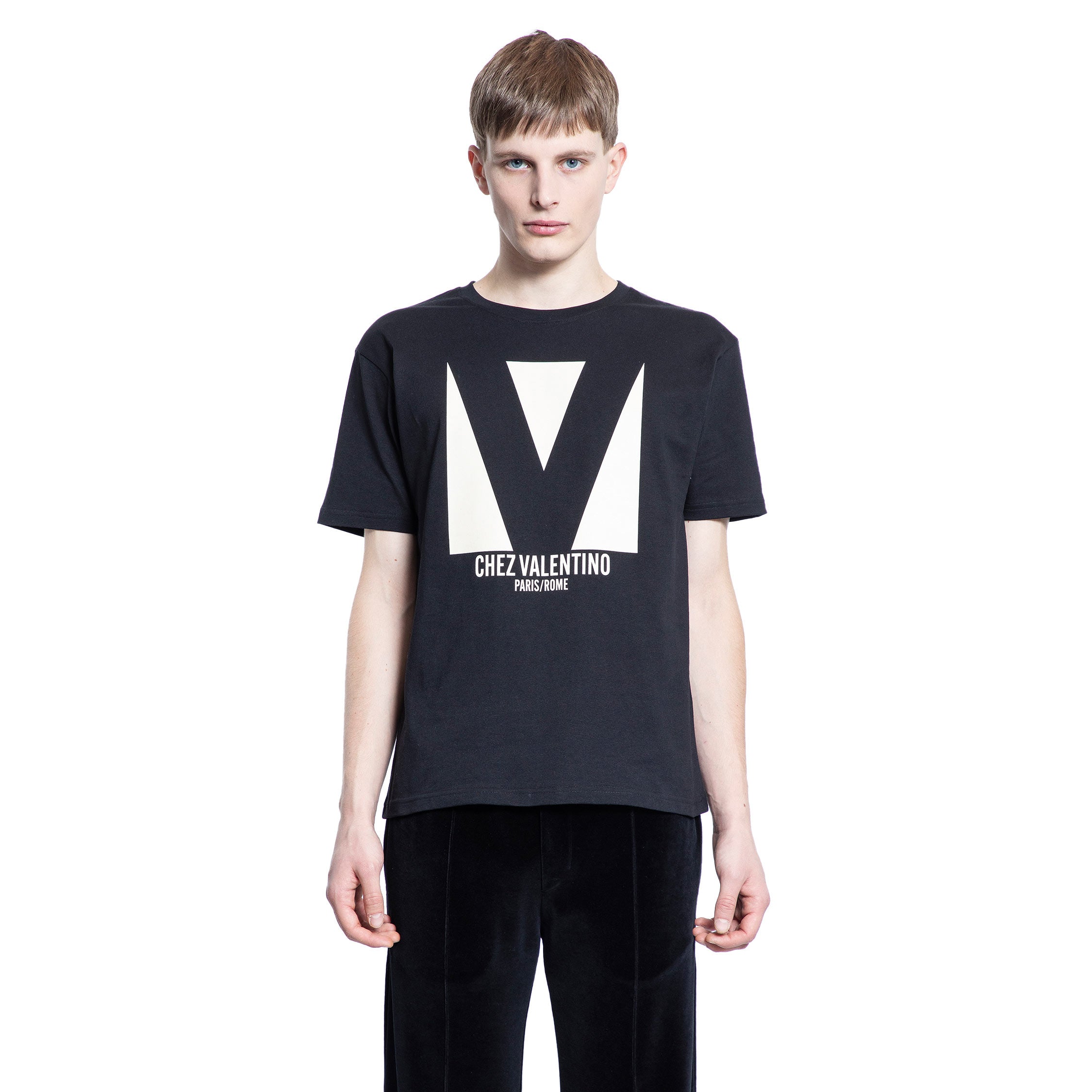 VALENTINO MAN BLACK T-SHIRTS & TANK TOPS