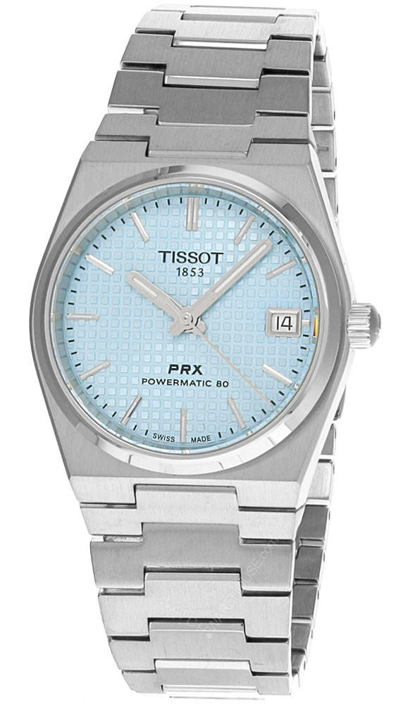 TISSOT PRX Powermatic 80 35MM SS Ice Blue Dial Women's Watch T137.207.11.351.00 / T1372071135100