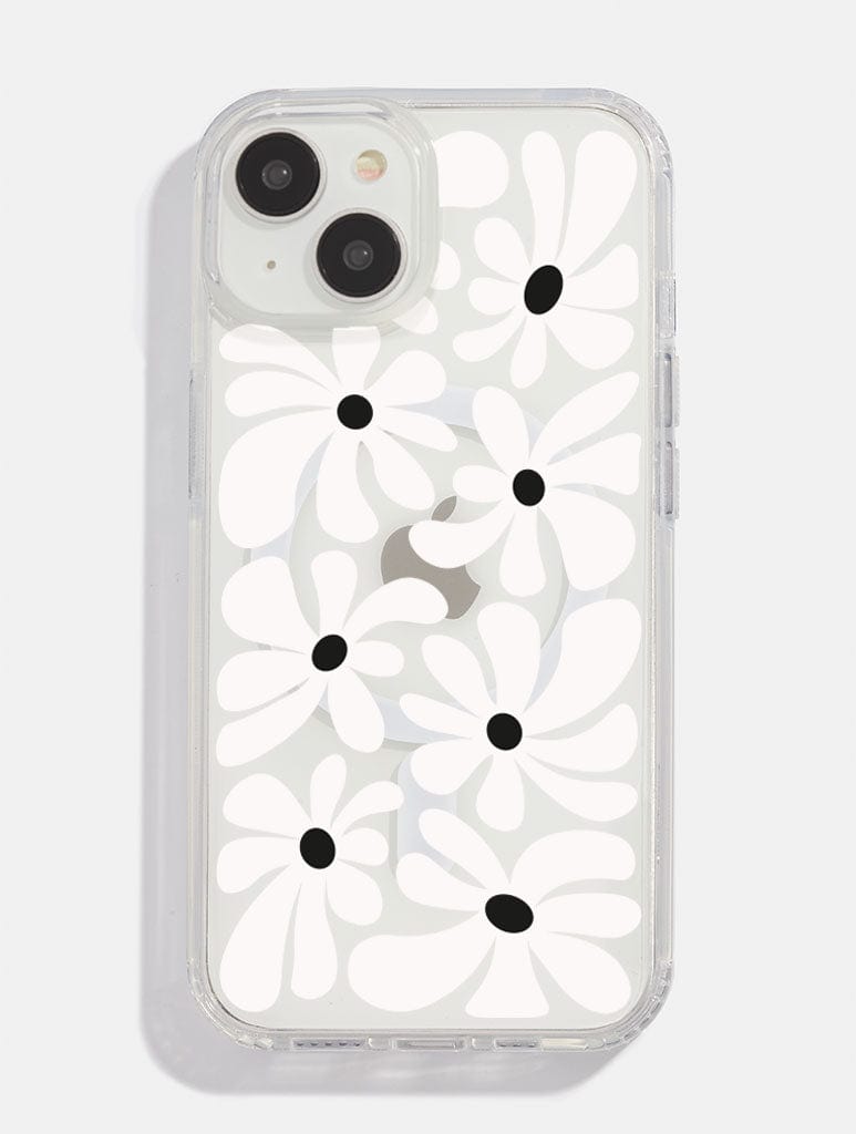 Monochrome Daisy Mag Safe i Phone Case, i Phone 16 Pro Case