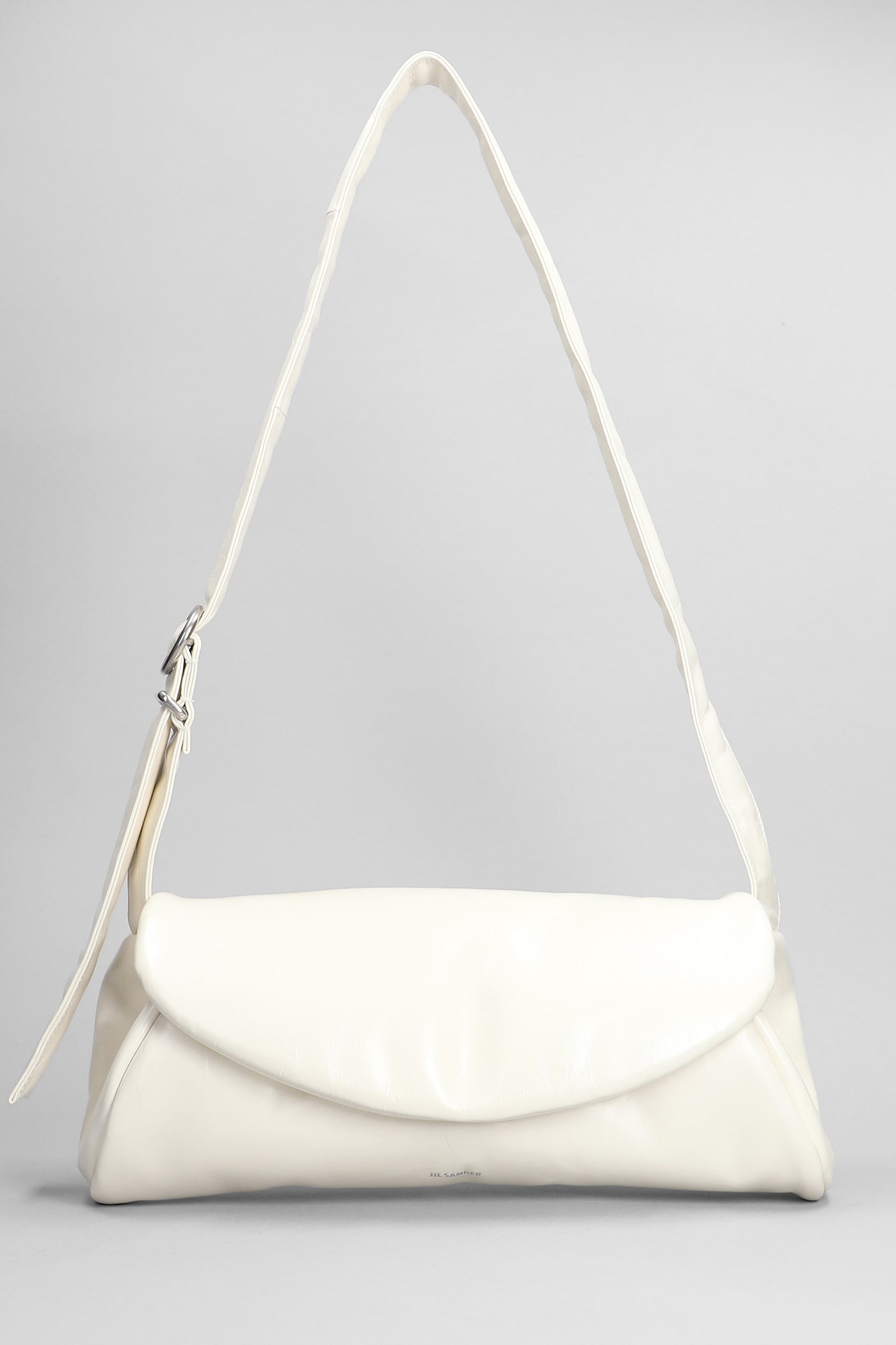 Jil Sander Cannolo大号白色皮革单肩包