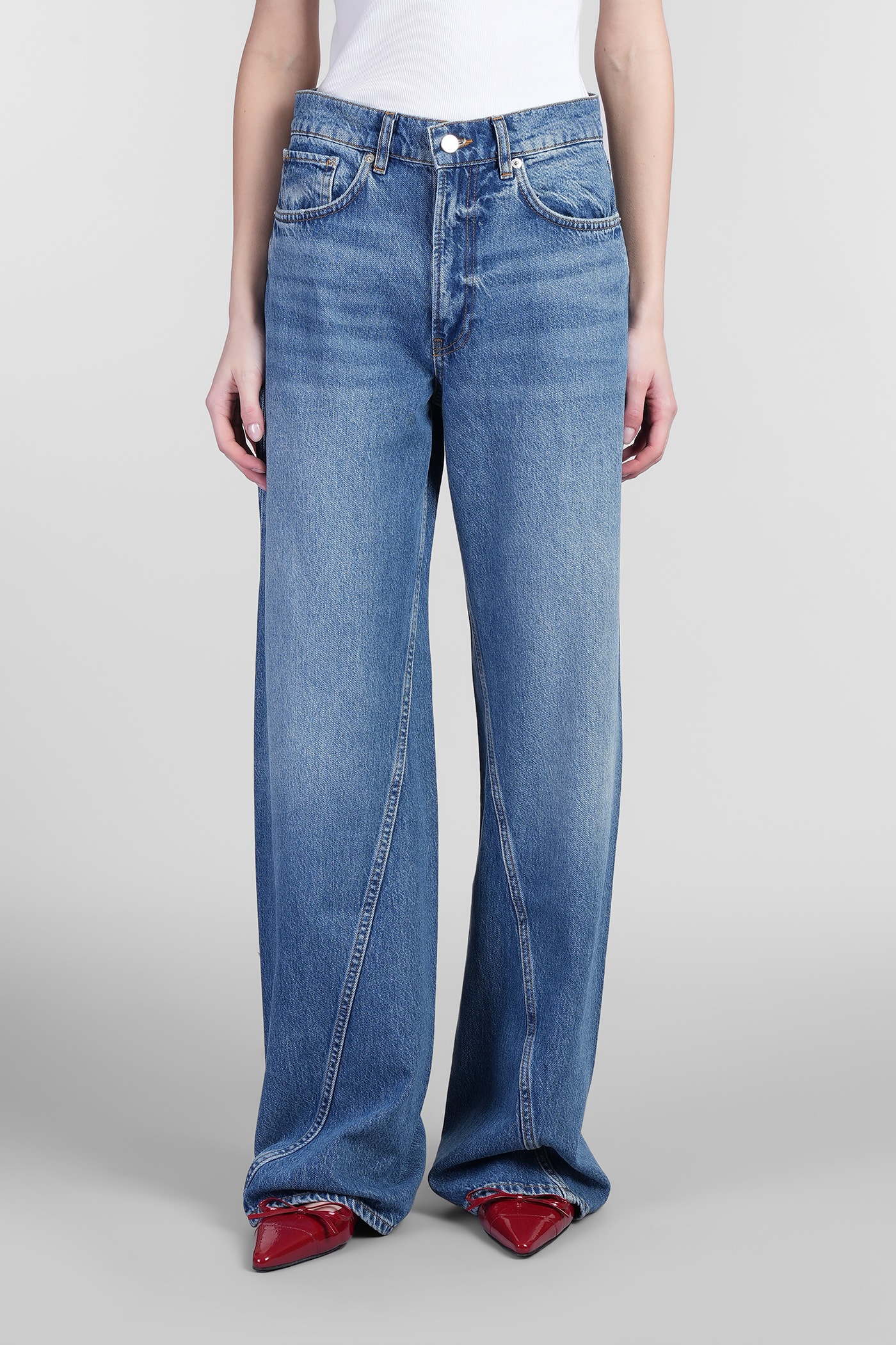 Anine Bing Brie Jeans In Blue Cotton