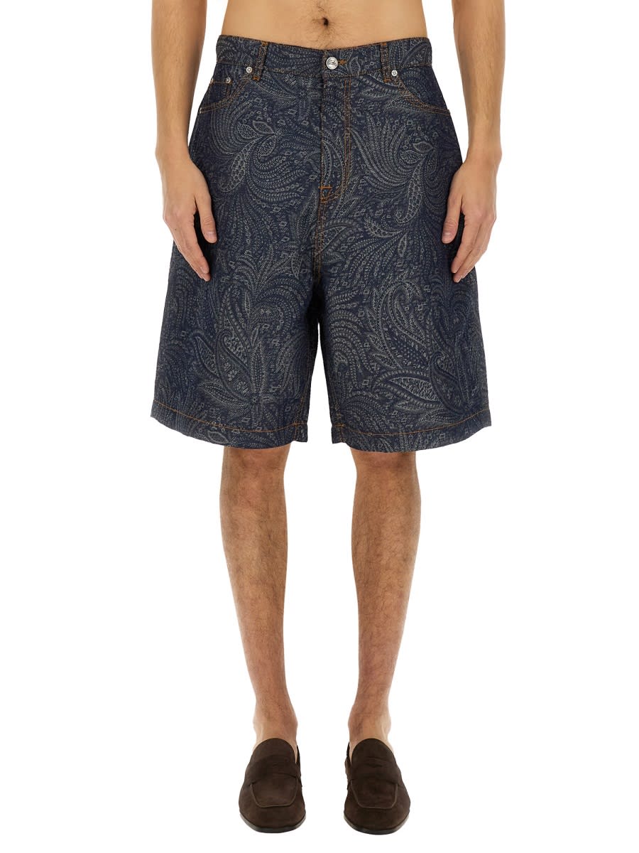 Etro Jacquard Denim Bermuda Shorts