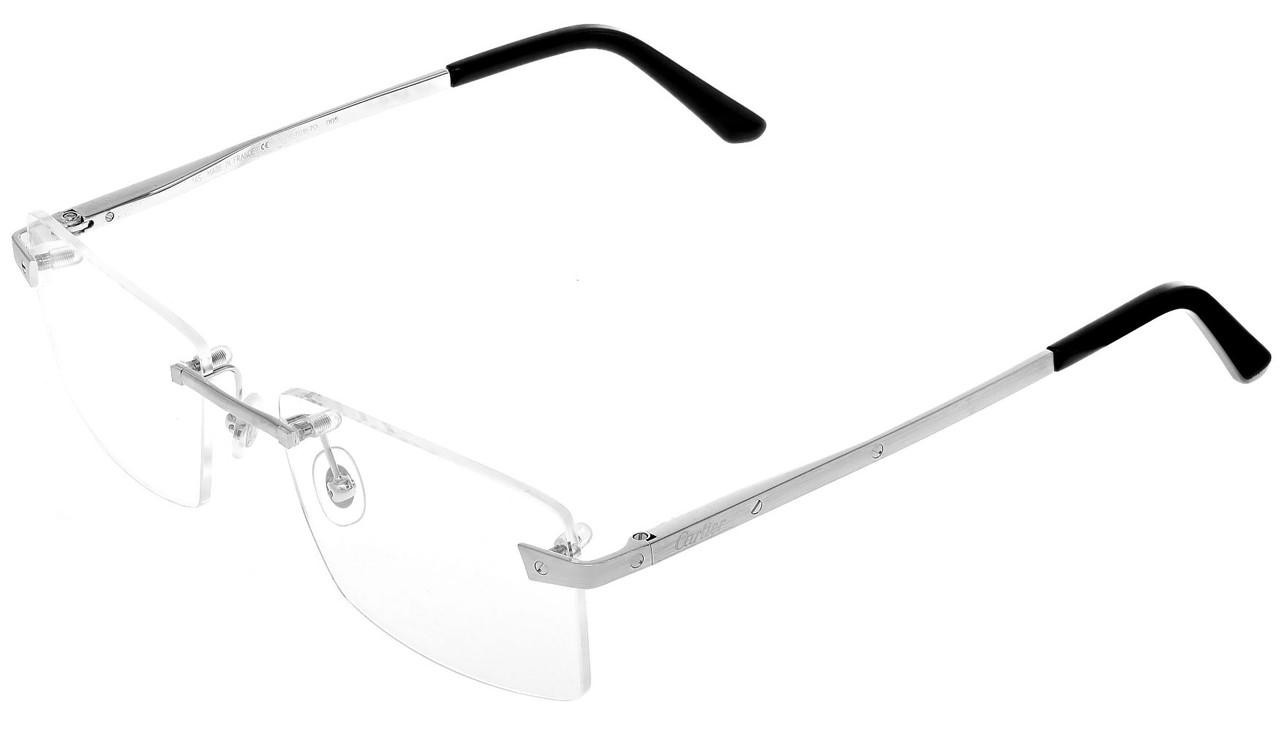 CARTIER Rectangular Silver Metal 58-19-145MM Unisex Eyewear CT0167O-005