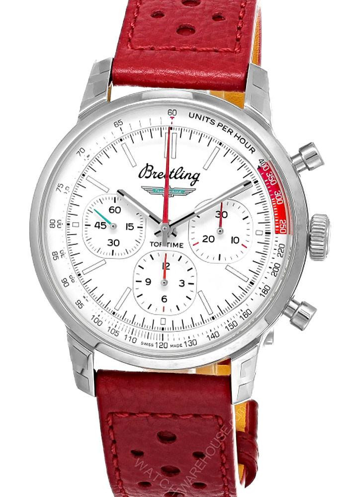 BREITLING Top Time B01 Ford Thunderbird Automatic 41MM Red Leather Men's Watch AB01766A1A1X1