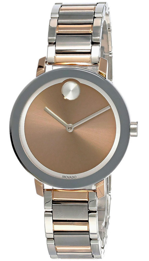 MOVADO Bold Evolution SS Rose Gold Dial Two-Tone Women's Watch 3600703