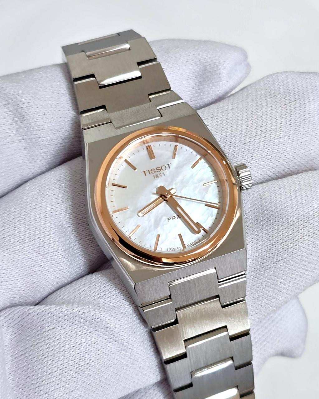 TISSOT PRX Quartz 25MM White MOP Dial SS Women's Watch T1370102111100 / T137.010.21.111.00