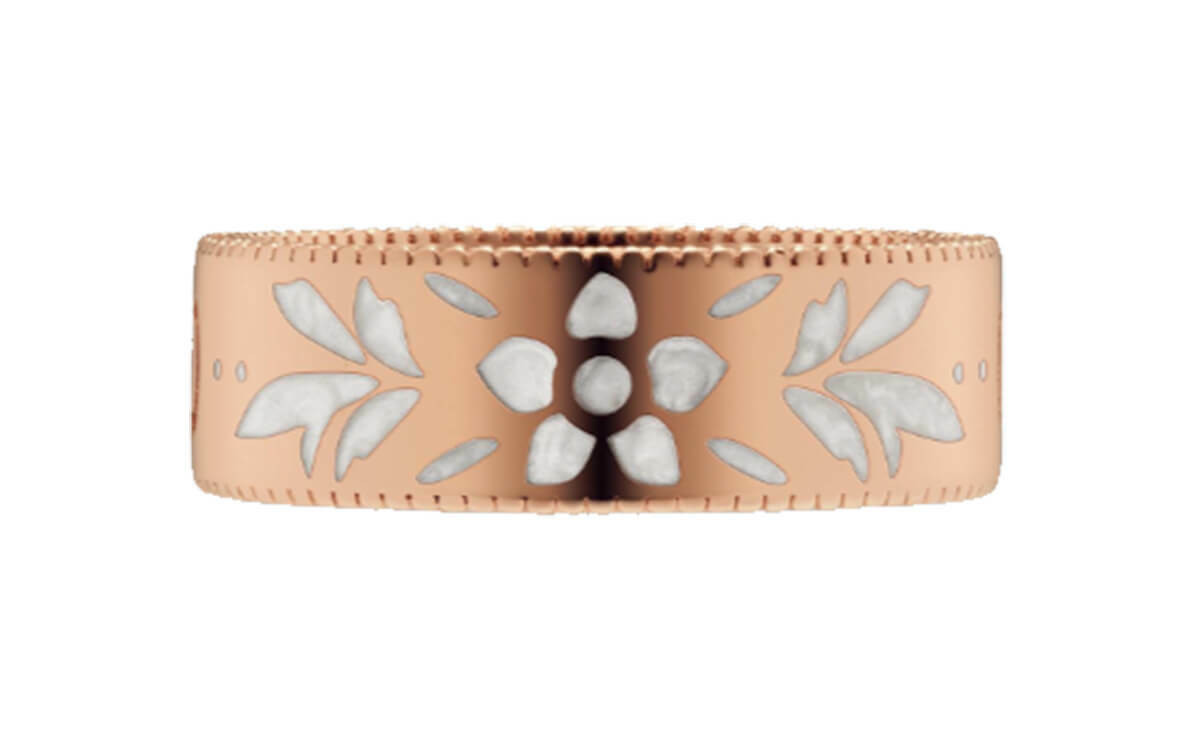 GUCCI Icon Blooms 18K Pink/Rose Gold White Enamel Ring YBC434525002013