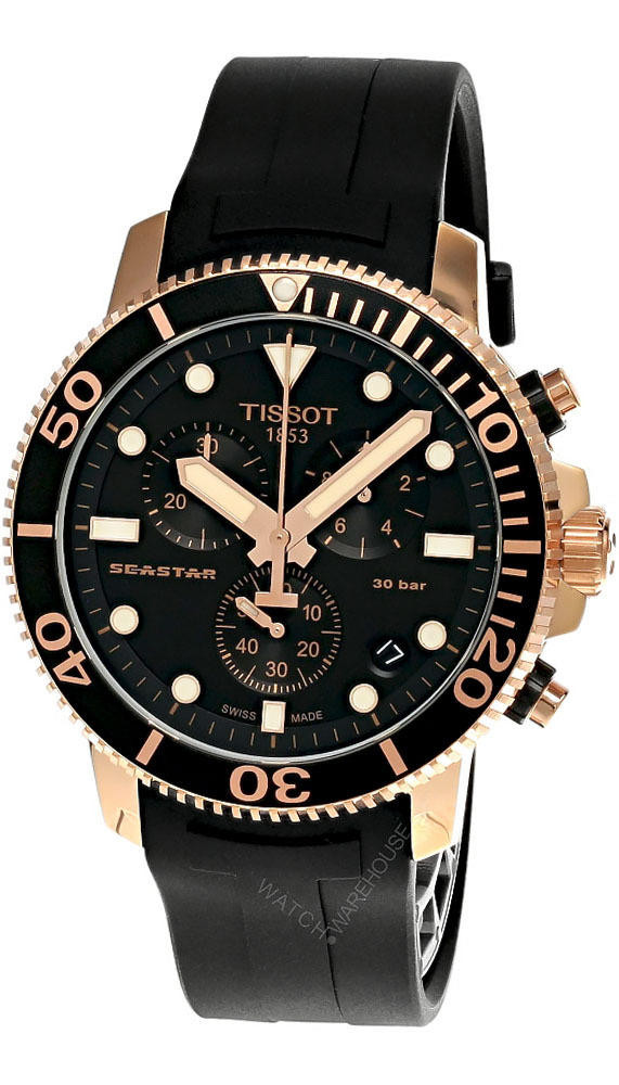 TISSOT Seastar 1000 QTZ CHRONO 45.5MM Black Dial Men's Watch T120.417.37.051.00 / T1204173705100
