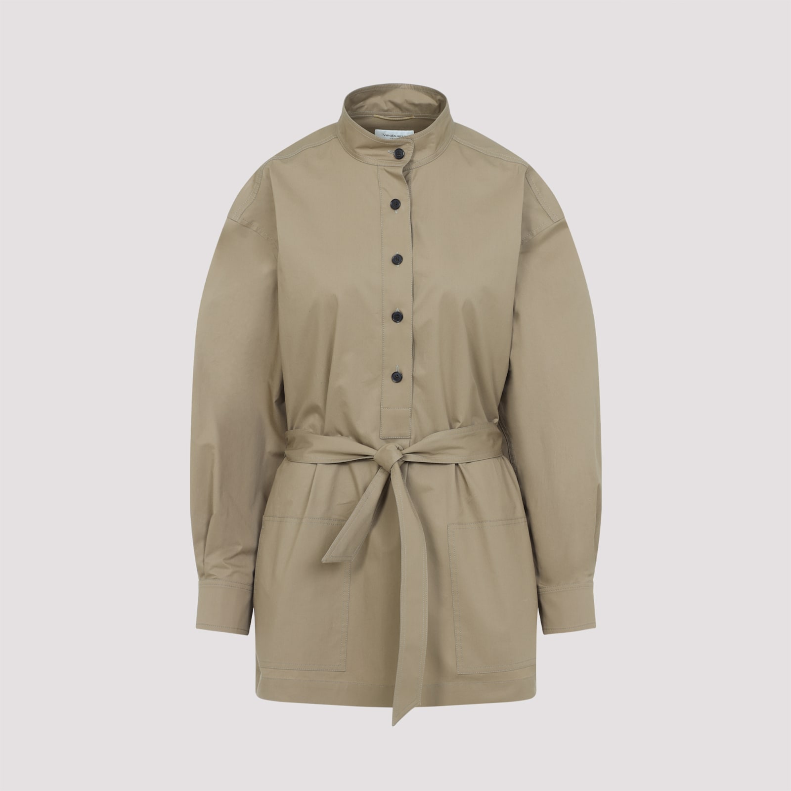 Saint Laurent 驼色府绸衬衫