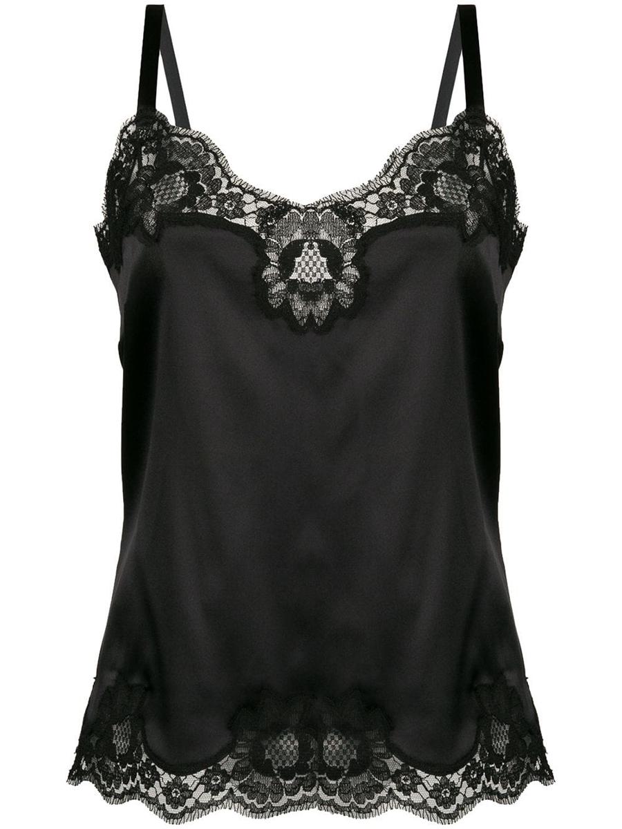 Dolce & Gabbana Lace-Detail Satin Camisole Top Clothing