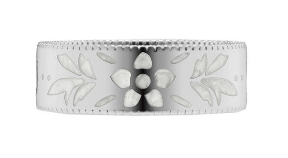 GUCCI Icon Blooms 18K White Gold White Enamel Ring YBC434525003013