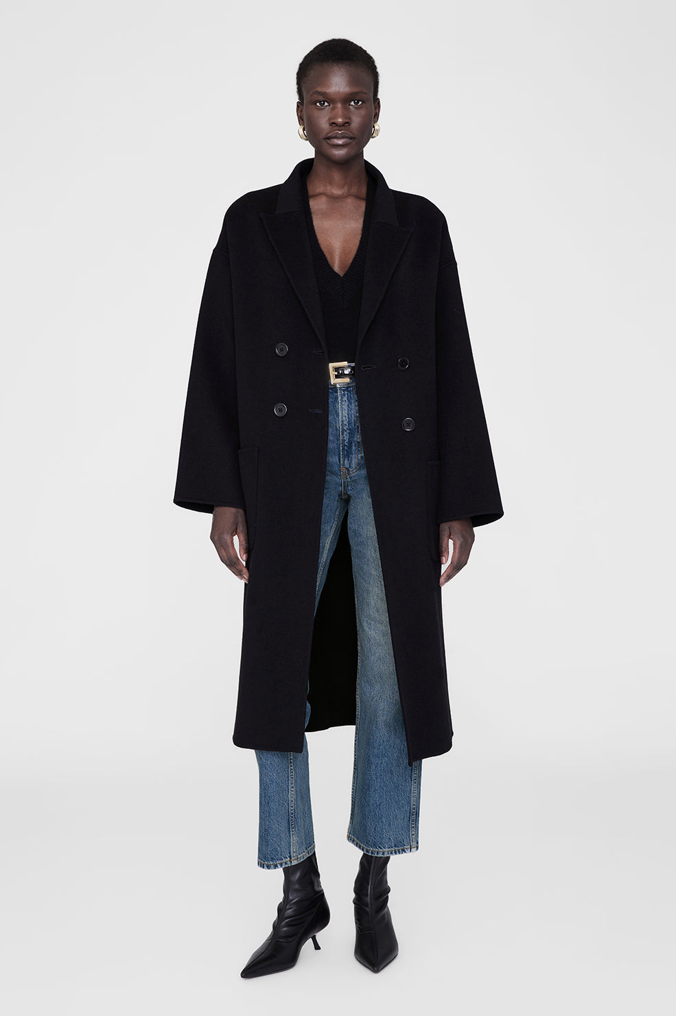 Dylan Coat - Black Cashmere Blend Xxs