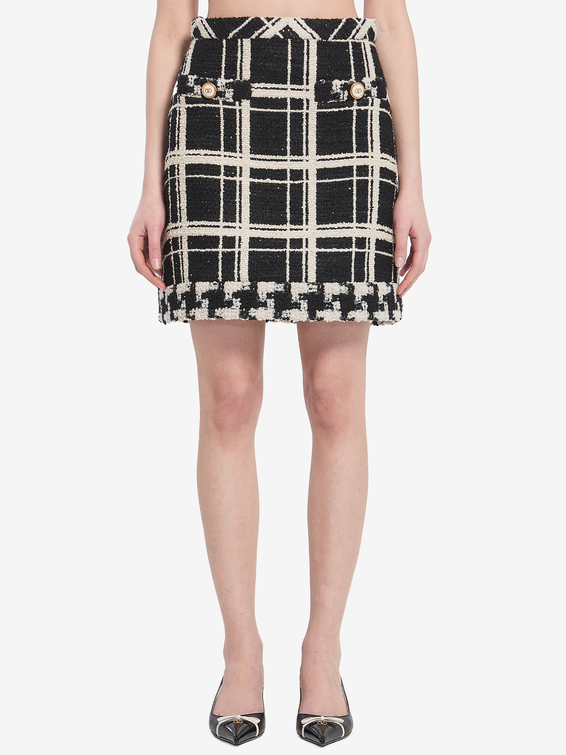 Macro Check tweed mini skirt