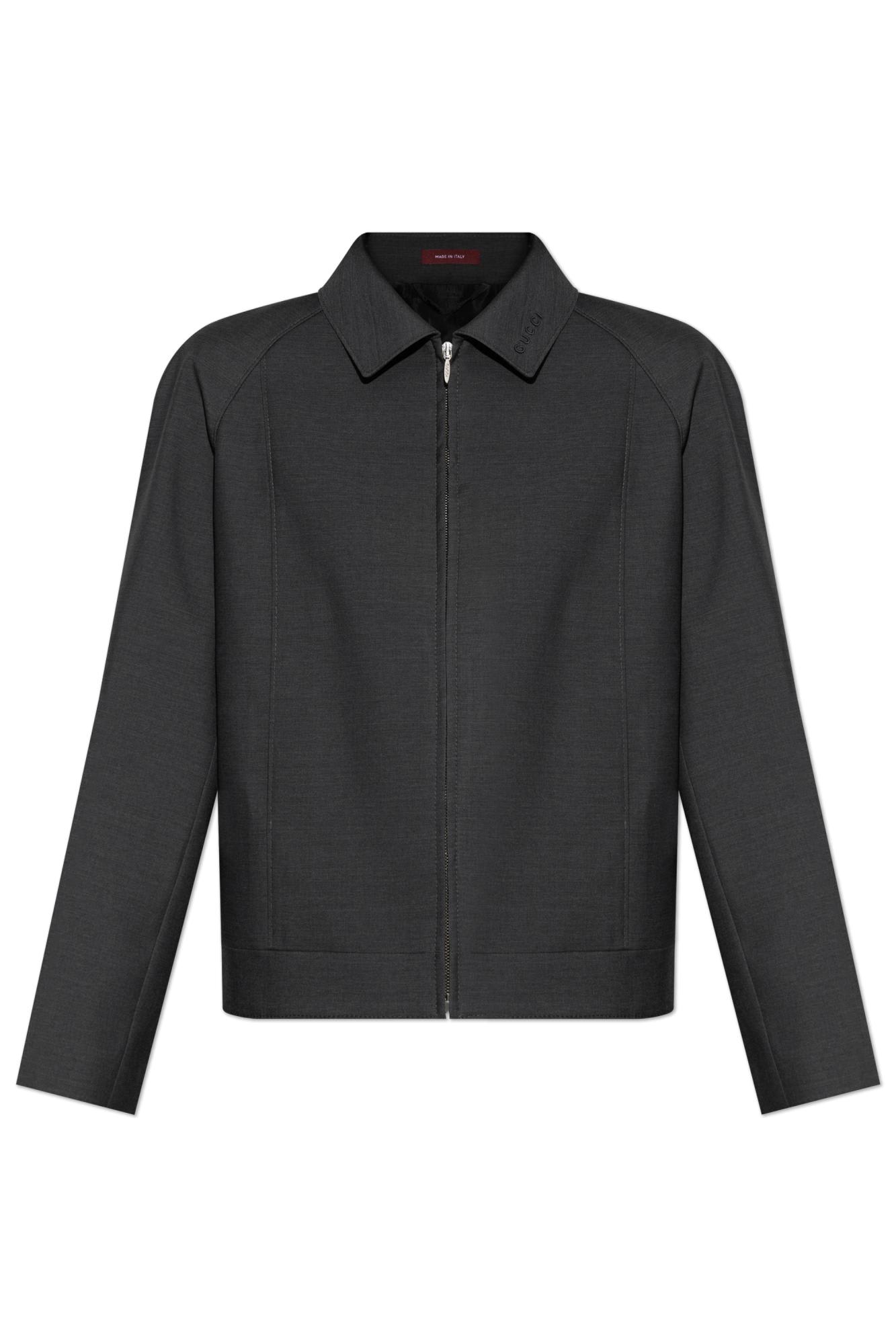 Gucci Wool Jacket With Embroidered Logo On The Collar