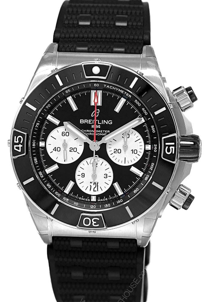 BREITLING Super Chronomat B01 Automatic 44MM Black Dial Rubber Men's Watch AB0136251B1S1